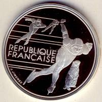 Franciaország 1990. 100Fr Ag "Téli olimpia-gyorskorcsolya" T:PP