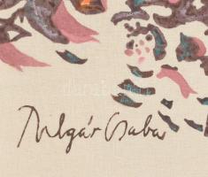 Polgár Csaba (1942-2016): Textilkép. Festett vászon, Jelzett. Kartonra kasírozva. Fakeretben. 28x28 ...