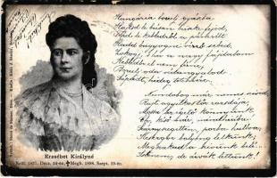1899 (Vorläufer) Erzsébet királyné (Sissi) gyászlapja 1837-1898 / Obituary card of Empress Elisabeth of Austria (Sisi) (ragasztónyom / glue marks)