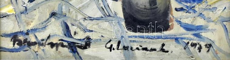 Bényi Árpád (1931-2006): Virágcsendélet. Olaj, karton, jelzett, autográf ajánlási sorokkal, fa keret...