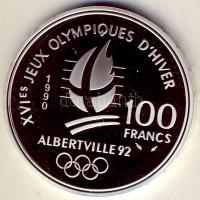 Franciaország 1990. 100Fr Ag "Olimpia-szlalom sí" T:PP