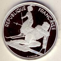 Franciaország 1990. 100Fr Ag "Olimpia-szlalom sí" T:PP