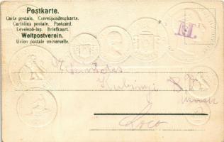 L'Espagne. Carte postale avec pavillon national pour faire connaitre le monnayage international...