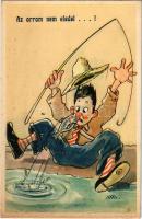 Az orrom nem eledel / humour art postcard, fishing. Cecami N. 1010. (fl)