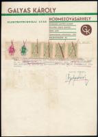 1945 Hódmezővásárhely, Galyas Károly Elektrotechnikai Gyár fejléces levélpapírjára írt levél illetékbélyegekkel
