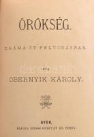 Kolligátum 10 műből: 

Czakó Zsigmond: Végrendelet. Dráma öt felvonásban. Győr, én.,Gross Gusztáv,...