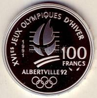 Franciaország 1991. 100Fr Ag "Olimpia-terep síelés" T:PP