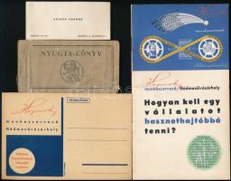 Kojnok munkaszervező propaganda füzet , céges levelezőlap, névjegy, nyugta