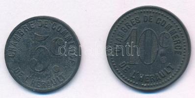 Franciaország / Herault ~1920. 5c + 10c Zn szükségpénz T:2,2- France / Herault ~1920. 5 Centimes + 10 Centimes Zn necessity money (notgeld) C:XF,VF