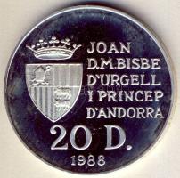 Andorra 1988. 20D Ag "Olimpia-gimnasztika gyűrűn" T:PP Csak 15.000db!