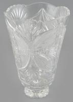 Ólomkristály váza, metszett, apró kopásnyomokkal, m: 23 cm