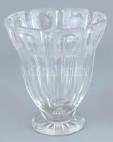 Ólomkristály váza, metszett, apró kopásnyomokkal, m: 15 cm