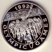 Kajmán-szigetek 1992. 5$ Ag "Olimpia-kerékpár" T:PP