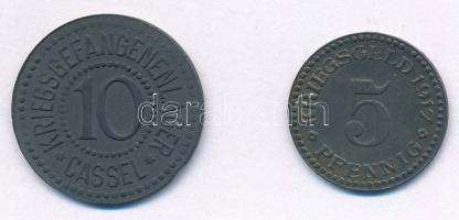 Németország / Weimari Köztársaság / Cassel ~1920. 5pf + 10pf Zn szükségpénz T:2- Germany / Weimar Republic / Cassel ~1920. 5 Pfennig + 10 Pfennig Zn necessity money (notgeld) C:VF