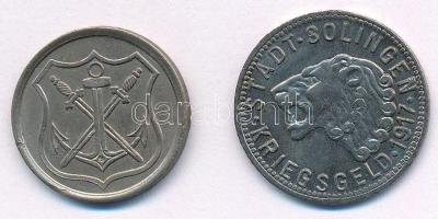 Németország / Weimari Köztársaság / Solingen 1917. 50pf + 1919. 10pf Fe szükségpénz T:2 ph., karc
G...