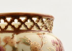 Zsolnay kaspó virágmintás kézzel festett jelzett hibátlan d: 10 cm, m: 10 cm