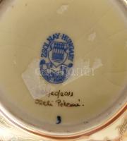 Zsolnay kaspó virágmintás kézzel festett jelzett hibátlan d: 10 cm, m: 10 cm