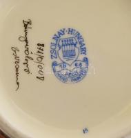 Zsolnay virágmintás váza kézzel festett jelzett Bánfalvi Zsuzsanna hibátlan 27cm