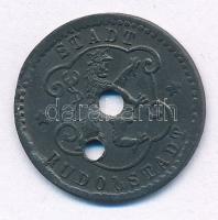 Németország / Weimari Köztársaság / Rudolstadt 1918. 10pf Zn szükségpénz lyukasztással érvénytelenít...