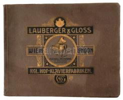 1914 Lauberger & Gloss zongoragyártók képes katalógus 46 p. Aranyozott papírkötésben / Piano cataogue with many picttures