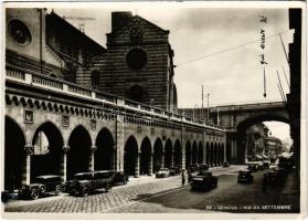 1939 Genova, Genoa; Via XX Settembre / street view, automobiles (worn corners)