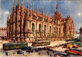 1939 Milano, Milan; Il Duomo / cathedral, tram (EK)