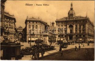 1912 Milano, Milan; Piazza Elittica / square, tram, hotel (EK)