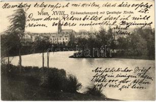 1924 Wien, Vienna, Bécs; Türkenschanzpark mit Gersthofer Kirche / park, church. B.K.W.I. 730N (EB)