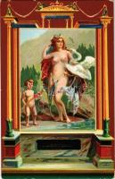 Pompei, Casa degli Amorini Dorati, Leda col cigno / Leda and the Swan. Erotic nude lady art postcard (EK)
