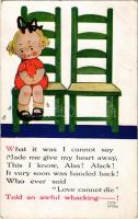 What it was I cannot say... Children art postcard, crying girl. Attwell Series 1009. s: Mabel Lucie Attwell (EK)