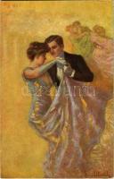 1910 Lady art postcard, romantic couple. W.R.B. & Co. Serie Nr. 22-1.