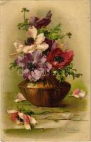1917 Flowers. G.O.M. 1818. s: C. Klein + M. kir. 307. honvéd gyalogezred (lyukak / pinholes)