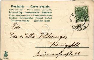 1906 Fröhliche Weihnachten! / Christmas greeting art postcard, snowball fight, children with snowman...