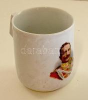 cca 1910 Vilmos császár portrájával díszített bögre, enyhe repedéssel az oldalán