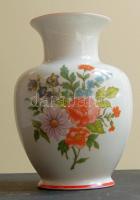 Hollóházi kerámia váza virág mintával (19 cm)