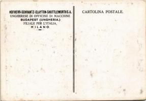 Hofherr-Schrantz-Clayton-Shuttleworth Magyar Gépgyári Művek Rt. leányvállalata Milánóban, reklámlap,...