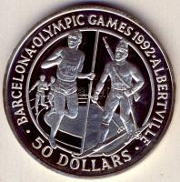 Cook szigetek 1989. 50$ Ag "Olimpia-futás, biatlon" T:PP