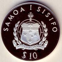 Szamoa 1992. 10T Ag "Olimpia-súlydobás" T:PP