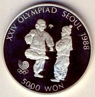 Dél-Korea 1987. 5000W Ag "Olimpia-Chegi-Kicking" T:PP