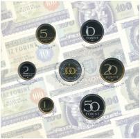 2006. 1Ft-100Ft (7xklf) forgalmi sor szettben + 1946. 1Ft Ag "Hatvanéves a Forint" utánver...