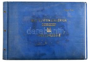 kb 1920 Debrecen - A MÁV Vasútigazgatóság Debrecen M. Forgatókönyve kék vászonborítású karton mappa kopott aranyozott betűkkel, tartalom nélkül, a jobb felső sarokban Szigorúan titkos minősítés