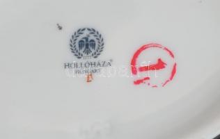 Jurcsák László által tervezett Hollóházi porcelán hamutál és bonbonier, kopott, jelzett, 15x9cm