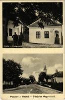 1938 Megyercs, Mederc, Calovec; Posta, utca, templom / post office, street, church + MAGYAR KIR. POSTA 199 (EK)