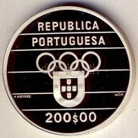 Portugália 1992. 200Esc Ag "Olimpia-futás" T:PP Érdekes gyártási hibából eredő ph., a perem rovátkái egyenesek!
