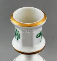Herendi zöld Apponyi mintás gyertyatartó. Kézzel festett, jelzett, restaurált m:19 cm