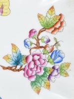 Herendi Viktória mintás porcelán tálka. Kézzel festett, jelzett, restaurált, 18x14 cm