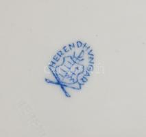 Herendi Viktória mintás porcelán tálka. Kézzel festett, jelzett, restaurált, 18x14 cm