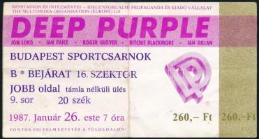 1987 Bp., Deep Purple koncertjegy, Sportcsarnok