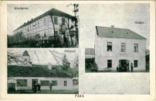 Páka, Községháza, Plébánia, Hangya szövetkezet üzlete. Kálmán Dezső fényképész (EK)