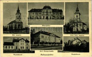 1943 Balmazújváros, Református templom, Községháza, Római katolikus templom, Vasútállomás, Gróf Semsey kastély (EK)